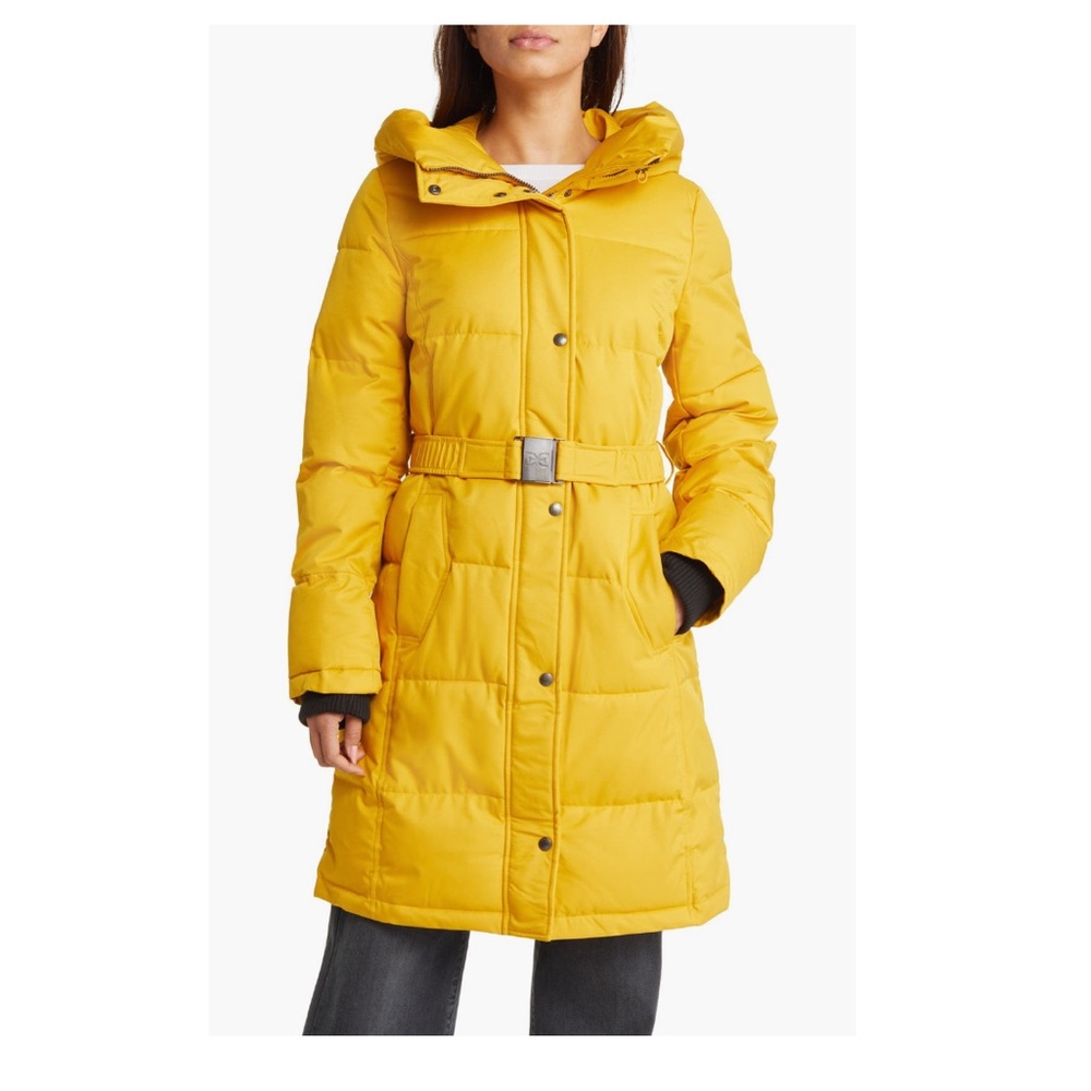 Sam Edelman Women's Belted Longline Puffer
Jacket Yellow